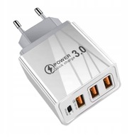 Ładowarka sieciowa 48W 3xUSB + USB-C QC 3.0 - szybkie ładowanie uniwersalna