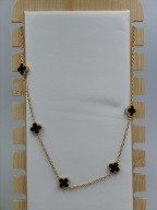 Złoty Naszyjnik Celebrytka z Czarnymi Koniczynkami Marokańskimi Stal 316L