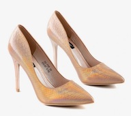 SZPILKI złote CHAMPAGNE 39 opalizujące holograficzne Andrzejki Sylwester