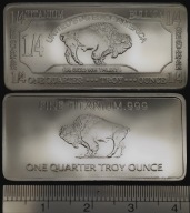 Tytanowa sztabka, 1/4 uncji tytanu, Amerykański Bizon, mennicza