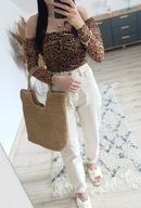 Bluzka leopard siateczkowa z marszczeniem rozmiar 36 S