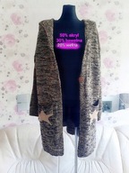 KARDIGAN SWETER NARZUTKA JASNOBEŻOWY DZIANINA SEXY ciepły cieplutki gruby