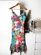 Kolorowa tiulowa sukienka midi w motyle m.a.p.p. jeans M boho letnia