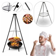 DUŻE PALENISKO OGRODOWE TRÓJNÓG GRILL NA OGNISKO Z RUSZTEM BERDSEN