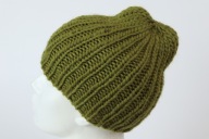 Wełniana czapka Eskimo-rękodzieło, S, oliwka, ciepła, gruba