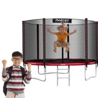 TRAMPOLINA OGRODOWA DLA DZIECI 312CM 10FT MOCNA XXL SIATKA DRABINKA 150KG