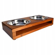 DREWNIANY STOJAK Z MISKAMI DLA KOTA PSA PSÓW KRÓTKOPYSKICH BUFET 2x0,3L