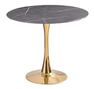 Stół marmur szary okrągły 90 cm złoty chorm