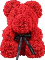 MIŚ Z RÓŻ 25 CM DUŻY Z PŁATKÓW RÓŻ PREZENT NA WALENTYNKI + ZŁOŻONE PUDEŁKO