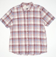 GEORGE_Cudna KOSZULA_ecri kratka burgund odcienie niebieskiego Idealna_L