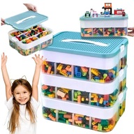 DUŻY POJEMNIK NA KLOCKI LEGO 3 POZIOMY PUDEŁKO NA ZABAWKI KLOCKI LEGO DUPLO