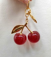 Słodkie Wiśnie Czerwone MIENIĄCE Brelok do kluczy Zawieszka Red Cherries