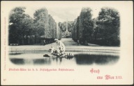 Gruss aus Wien XIII. Obelisk Allee Schloßgarten Schonbrunn - Ledermann 1897
