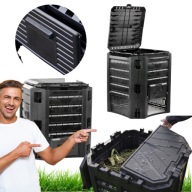 KOMPOSTOWNIK OGRODOWY DOMOWY DUŻY PLASTIKOWY 400L OGRÓD CZARNY DOM