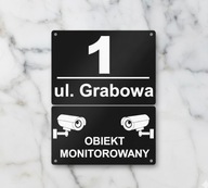 Tabliczka Grawerowana numer domu, ulica, obiekt monitorowany 3w1