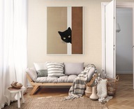 Nowoczesny Obraz na Płótnie Czarny Kot Ręcznie Malowany Akryl 70x100