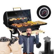 GRILL WĘGLOWY BECZKOWY DUŻY KOMIN TERMOMETR PÓŁKI OTWIERACZ BERDSEN