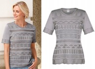 15805 BLUZKA DAMSKA SWETERKOWA SZARA Z POŁYSKIEM 42