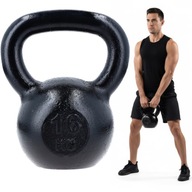 KETTLEBELL ŻELIWNY 16KG ODWAŻNIK KULA DO ĆWICZEŃ SIŁOWYCH MOCNY CZARNY
