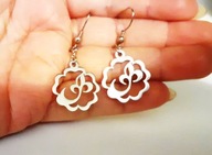 Kolczyki Srebrne Lekkie Wiszące Kwiat Liść Listek Stal Chirurgiczna