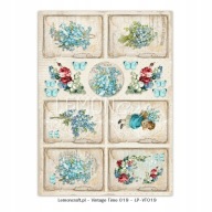LEMONCRAFT papier ozdobny A4 - VINTAGE TIME 019 - zestaw 5 sztuk