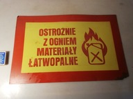 STARA TABLICA CPN - OSTOŻNIE - 46 cm x 30 cm z PRL-u