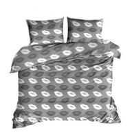 pościel bawełna lux 180x200 + 2x70x80 2x40x40 zamek B 284-1 Usta szare