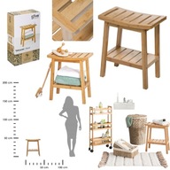 TABORET STOŁEK KRZESŁO REGALIK DO ŁAZIENKI TOALETY BAMBUSOWY DREWNIANY