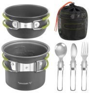 MENAŻKA TURYSTYCZNA ALUMINIOWA 1,2L SZTUĆCE POKROWIEC BIWAK TREKKING LFGB