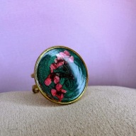 Pierścionek handmade z prawdziwym kwiatem w żywicy – regulowany