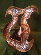 Dwa stare miedziane świeczniki - Polska PRL