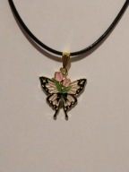 Naszyjnik rzemyk z zawieszką wisiorek motyl motylek choker boho