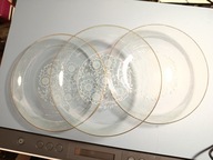 talerzyki szklane ładny wzór 3 sztuki PRL