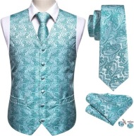 M Kamizelka Krawat elegancka do garnituru turkusowa ślub wesele