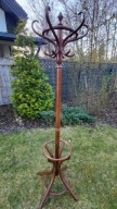 Retro, antyk, PRL klasyczny gięty drewniany wieszak stojący 190 cm