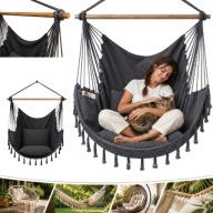 FOTEL WISZĄCY BRAZYLIJSKI HAMAK BOHO HUŚTAWKA OGRODOWA NA BALKON 100 cm