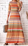 sukienka maxi paski aztecki wzór aztec multikolor