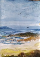 Akwarela A4 pejzaż morze