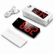 Budzik nowoczesny czerwony prostokątny cyfrowy wyświetlacz sieciowy