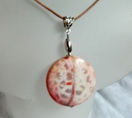 Agat ognisty, masywna moneta na rzemyku, wisiorek