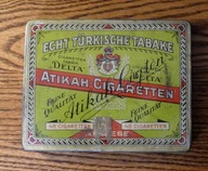 Blaszane pudełko po papierosach Atikah-Cigaretten Delta Dresden