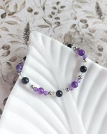 Bransoletka zapinana z ametystem, znak zodiaku Ryby, prezent dla siostry