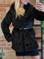 TK-MAXX płaszcz eko futro czarne eleganckie 40 - 42