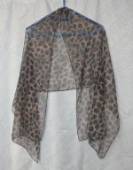 SZALIK - SZAL SZYFONOWY PANTERKA KAKAOWO-CZARNO-SZARA 150 x 52