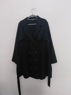 Czarny damski płaszcz szlafrokowy, trencz plus size 48, 50