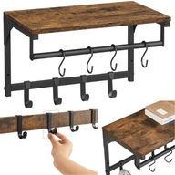 SOLIDNY WIESZAK WISZĄCY DREWNIANY 10 HACZYKÓW RUSTYKALNY NA KLUCZE KURTKI