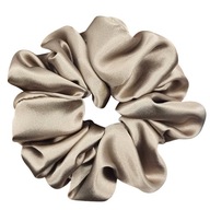 Gumka scrunchie do włosów ciemny chłodny beż satyna