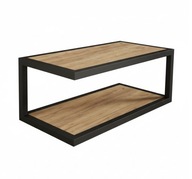 STOLIK KAWOWY METALOWY LOFT INDUSTRIAL ŁAWA 2 POZIOMY CZARNY DĄB CRAFT