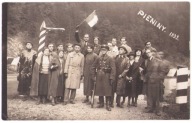 PIENINY~Granica~Turyści żołnierz z karabinem flaga~ 1932 Fotografia grupowa