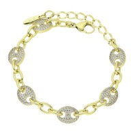 83415 BRANSOLETKA 14K POZŁACANA 18+5 CM 10 MM elegancka z cyrkoniami